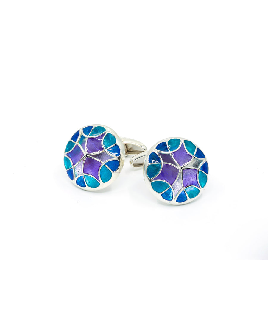 Aqua Blue Kaleidoscope Cufflinks