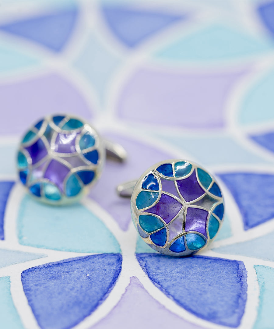 Aqua Blue Kaleidoscope Cufflinks