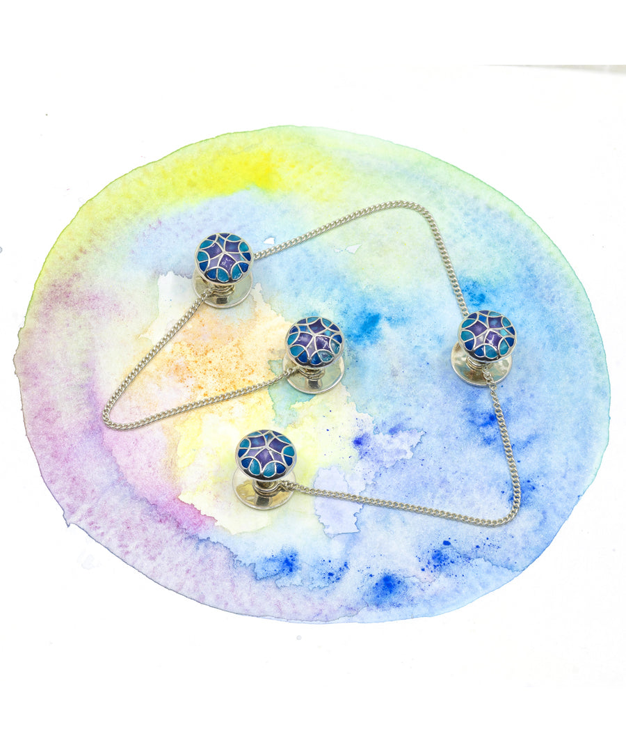 Blue Silver kurta buttons.