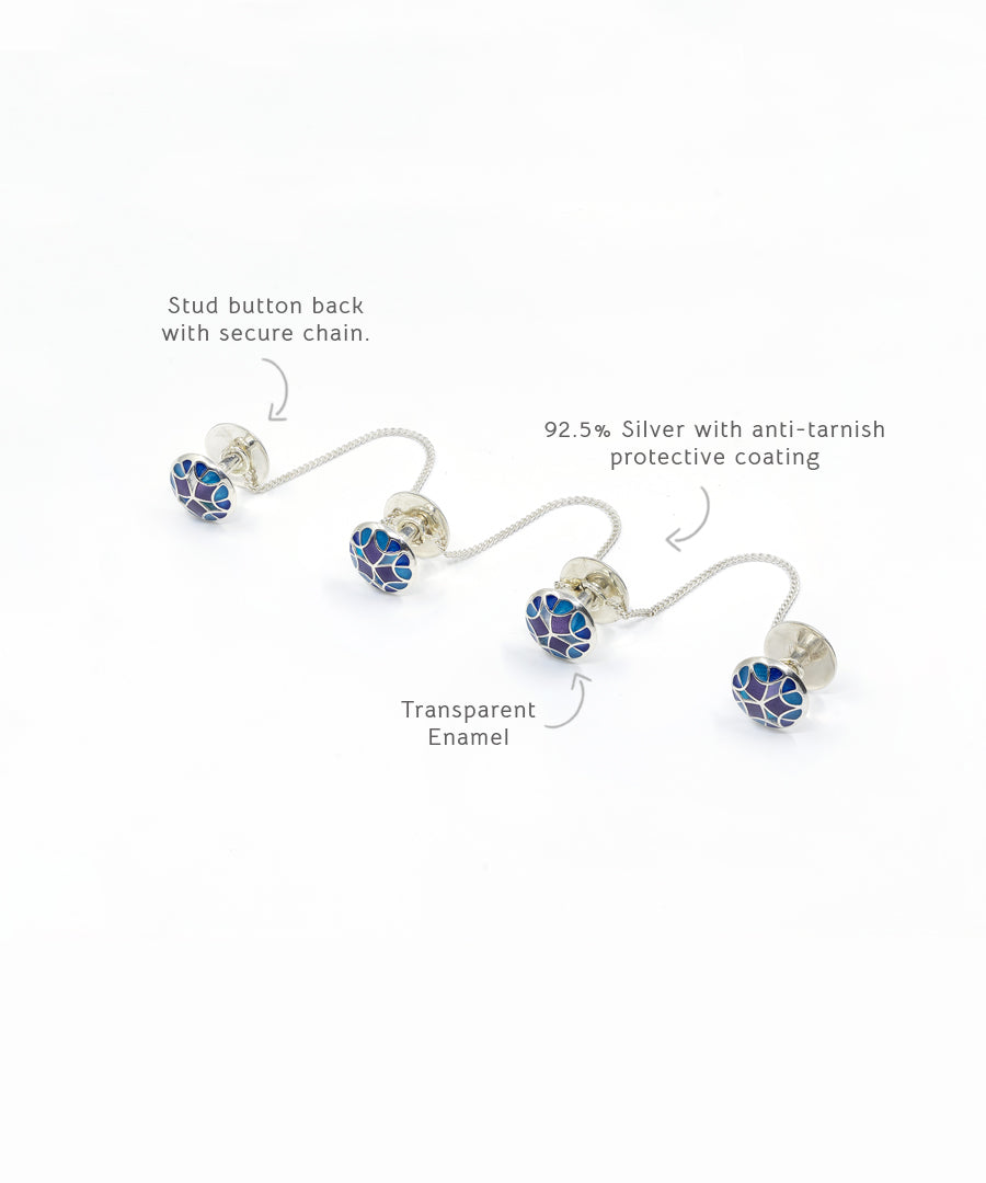 Stud kurta button back with secure chain.