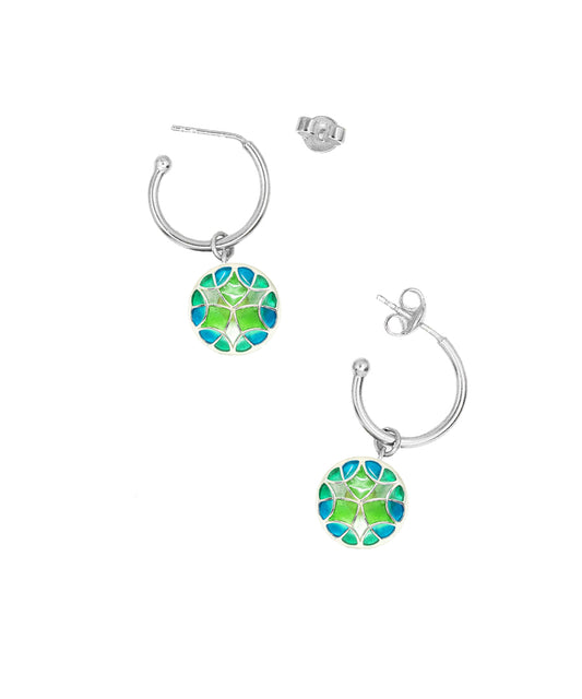 Rama Green Kaleidoscope C-Hoop Earrings