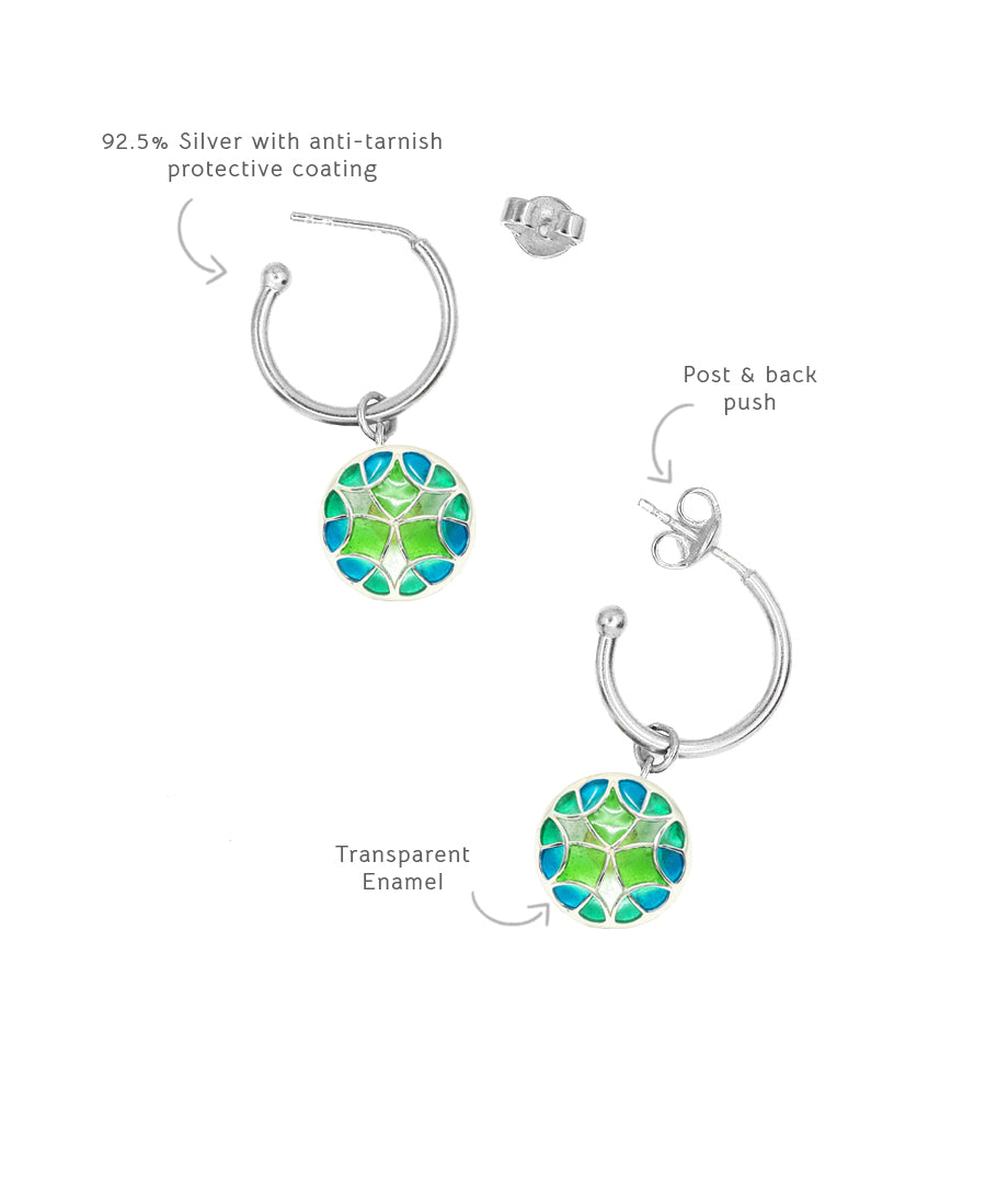 Rama Green Kaleidoscope C-Hoop Earrings