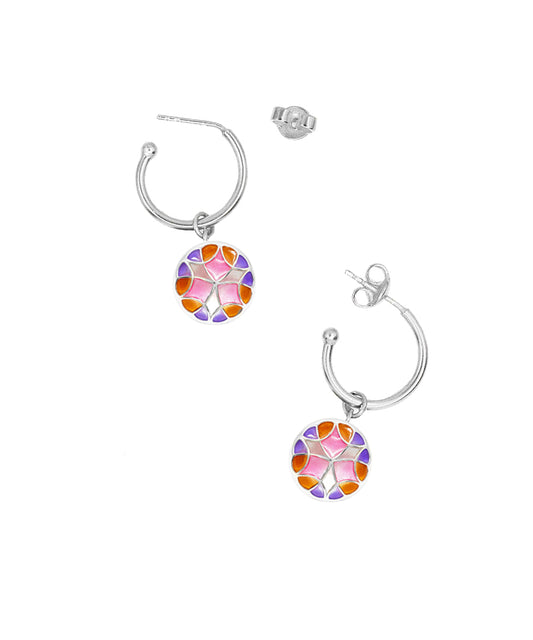 Rust Pink Kaleidoscope C-Hoop Earrings
