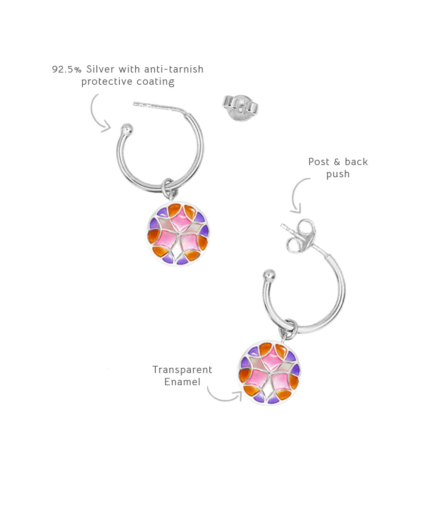 Rust Pink Kaleidoscope C-Hoop Earrings