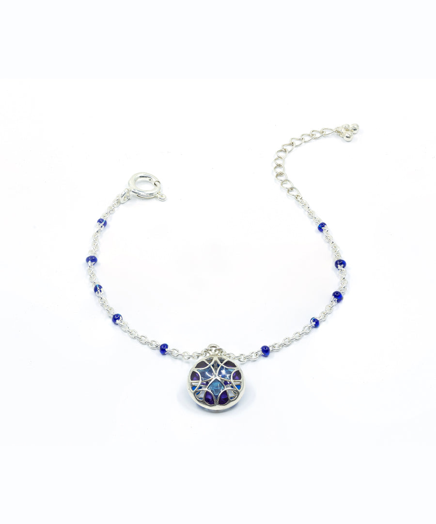 Aqua Blue Kaleidoscope Prism Charm Bracelet