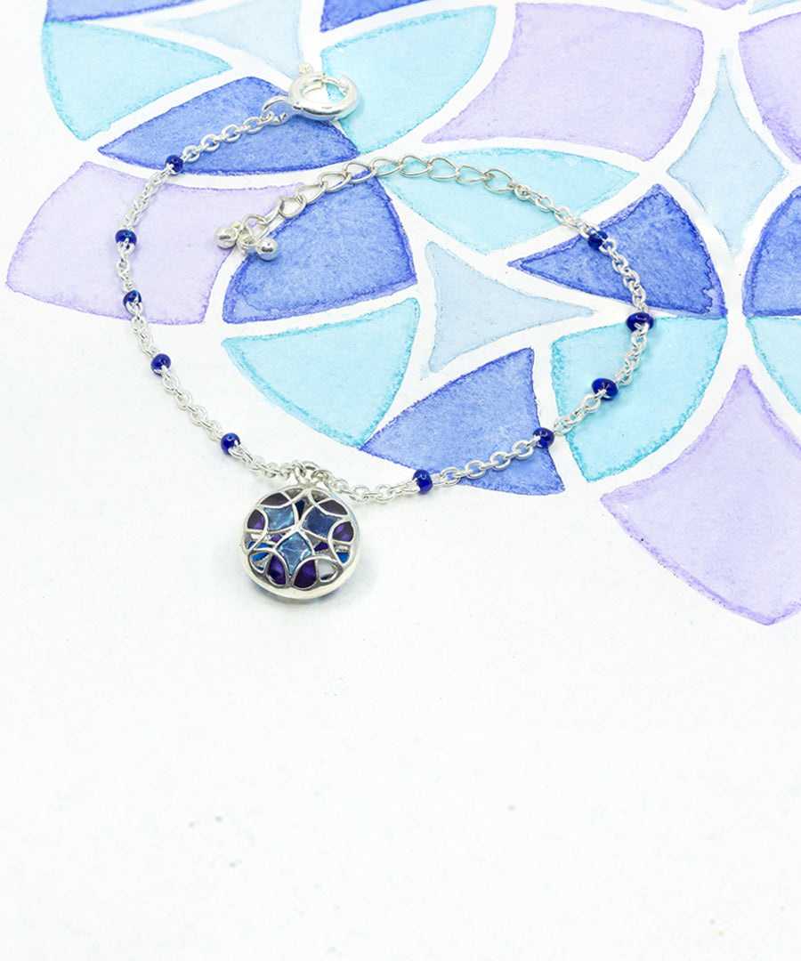 Aqua Blue Kaleidoscope Prism Charm Bracelet