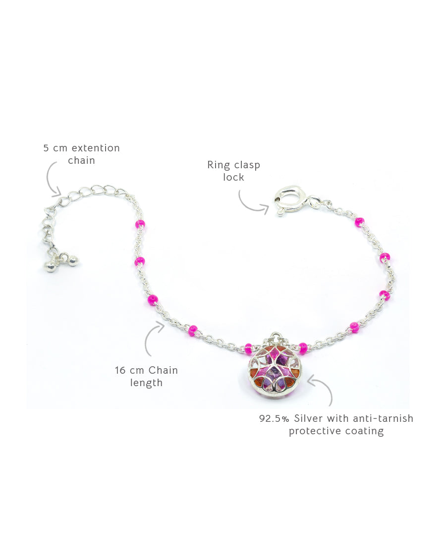 Silver adjustable chain bracelet by manner india.