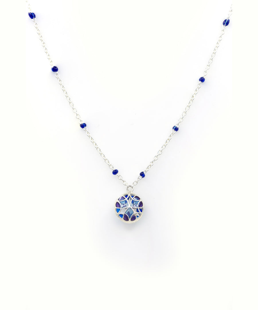 Aqua Blue Kaleidoscope Chaos Charm Neckchain