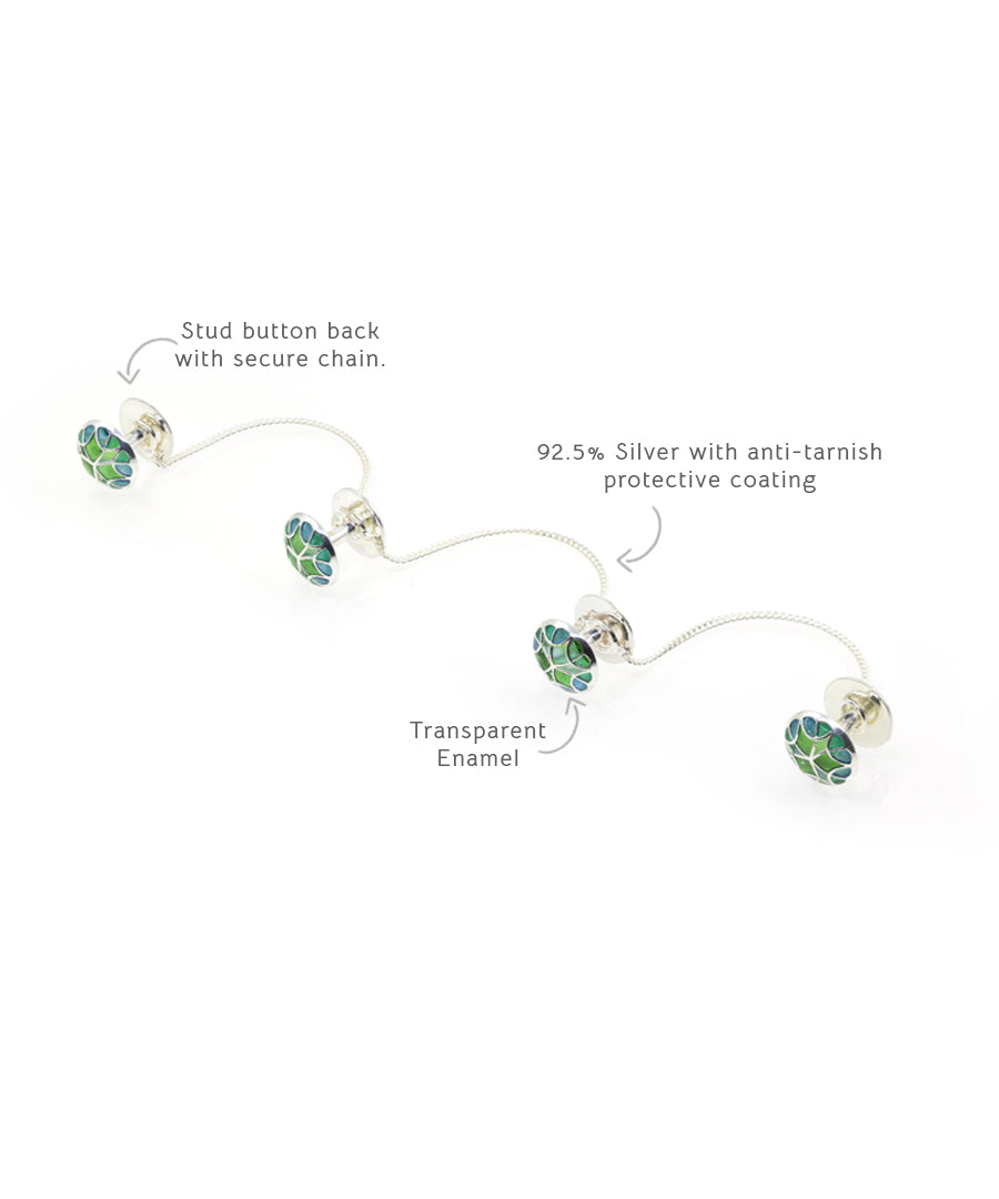 92.5% sterling silver kurta buttons with anti-tarnish protective coating.