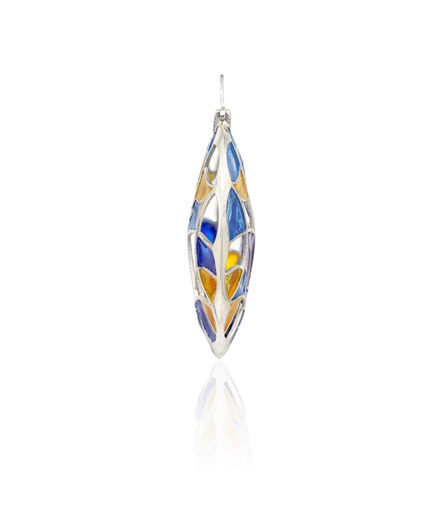 Aqua Blue Kaleidoscope Polychrome Hoop Earrings