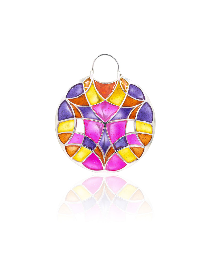 Rust Pink Kaleidoscope Polychrome Hoop Earrings