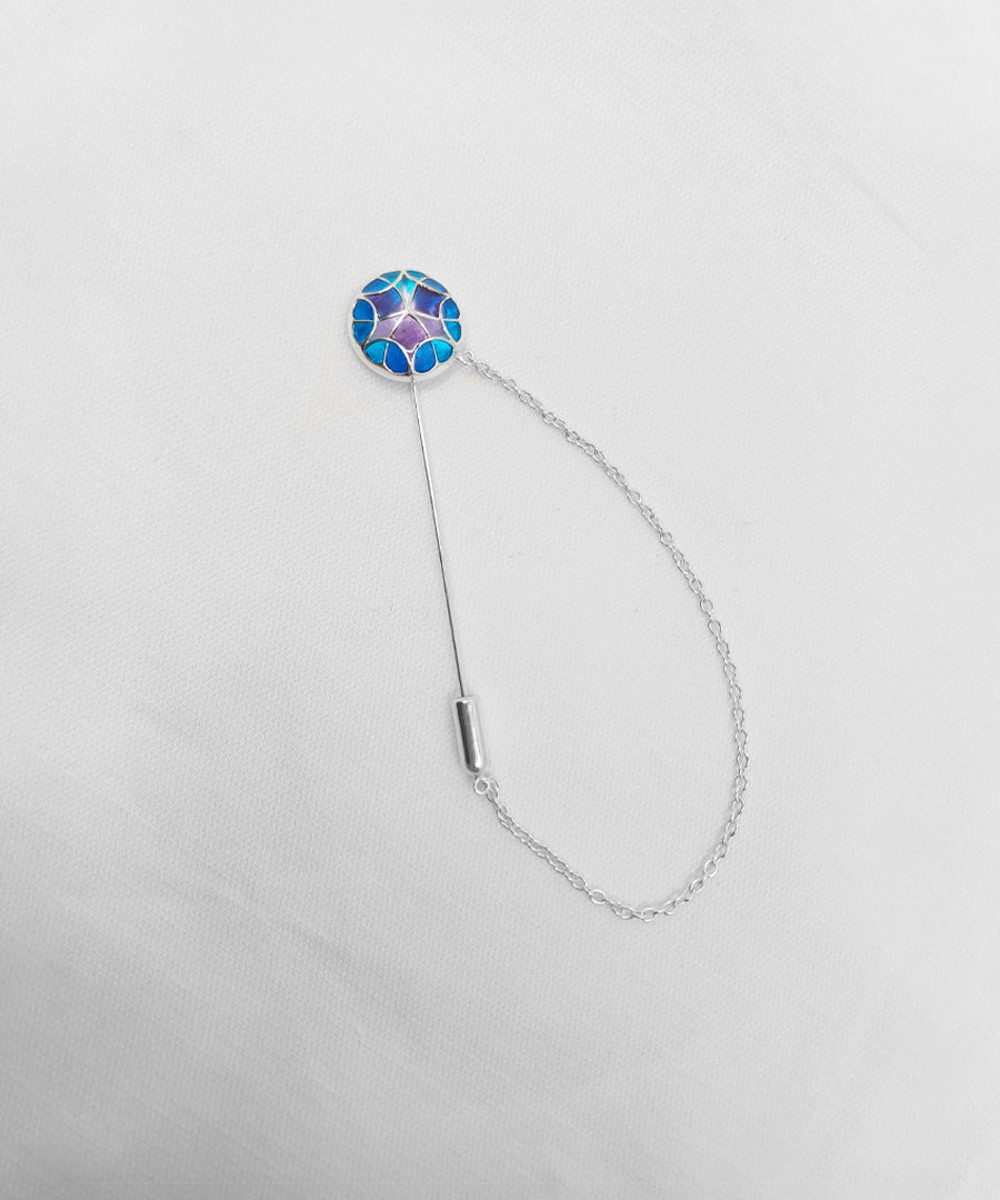 Aqua Blue Kaleidoscope Lapel Pin