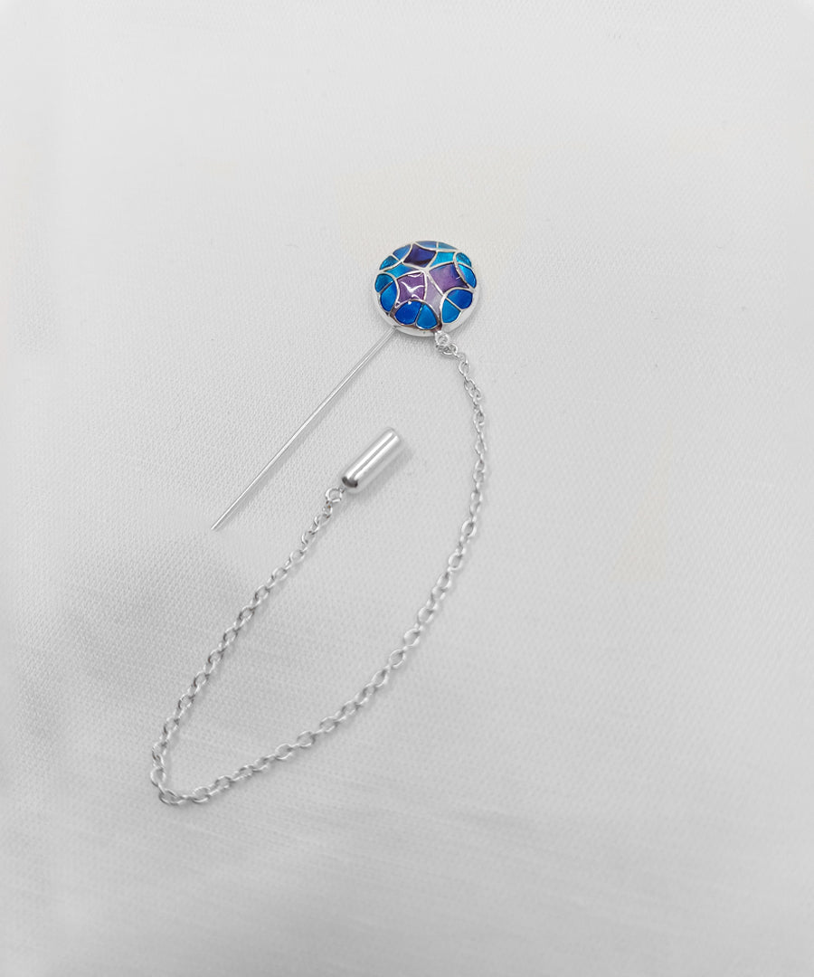 Aqua Blue Kaleidoscope Lapel Pin