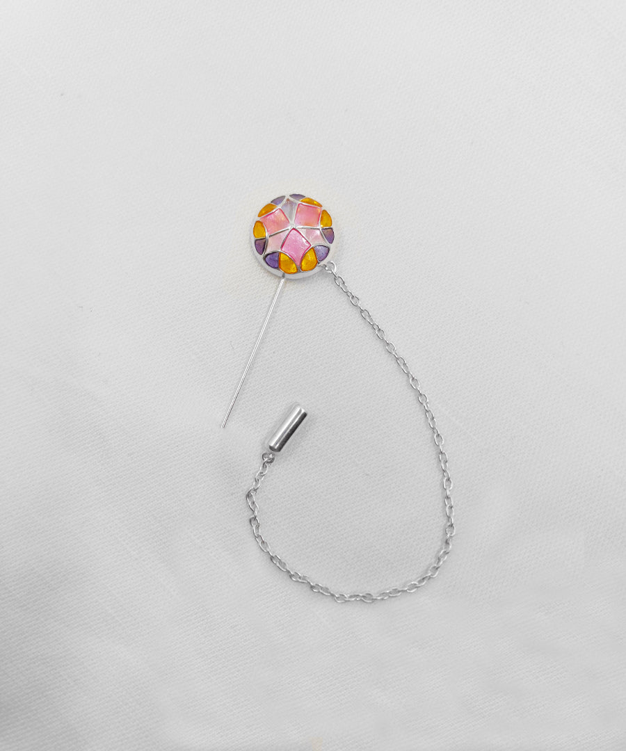 Rust Pink Kaleidoscope Lapel Pin