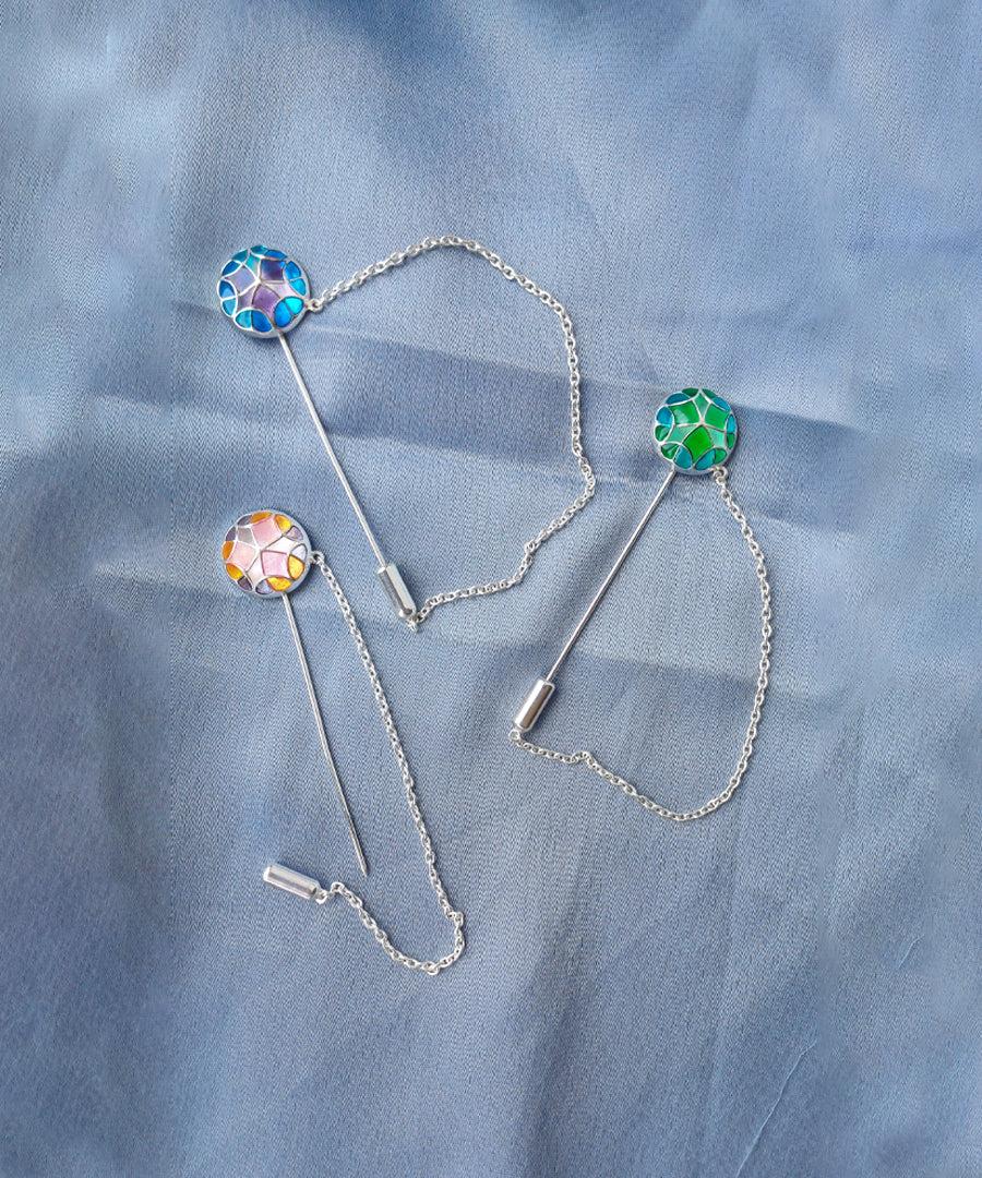 Aqua Blue Kaleidoscope Lapel Pin