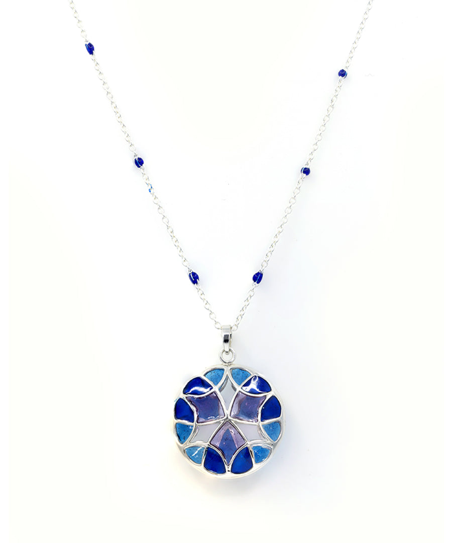 Aqua blue long chain necklace from kaleidoscope collection by manner india.