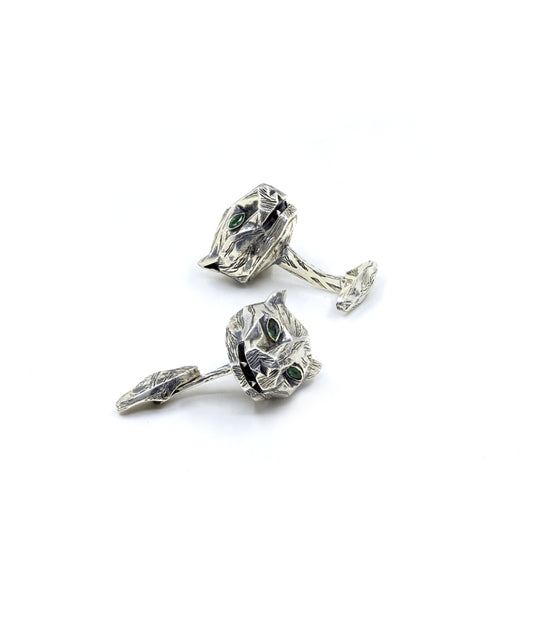Silver Oxidised Untamed Panther Cufflinks