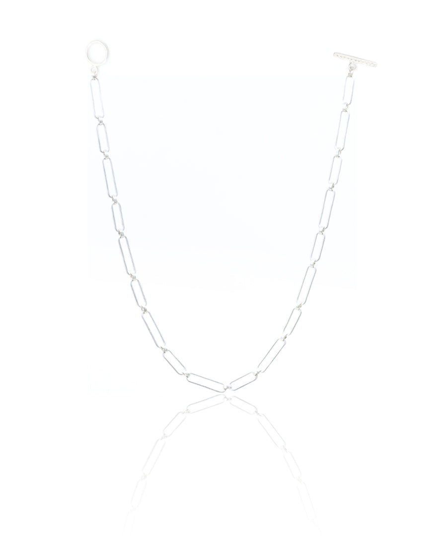 Silver paperclip long necklace. Made with 92.5% sterling silver Silver with anti-tarnish protective coating.