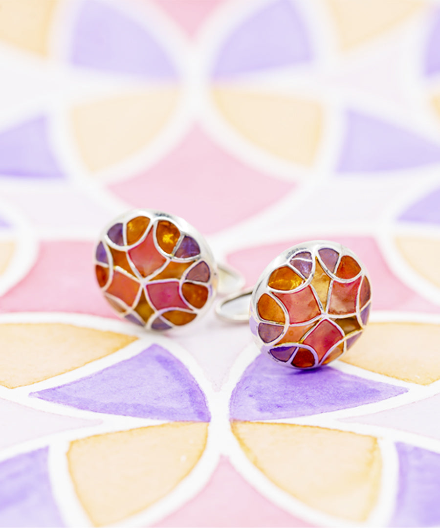 Rust Pink Kaleidoscope Cufflinks