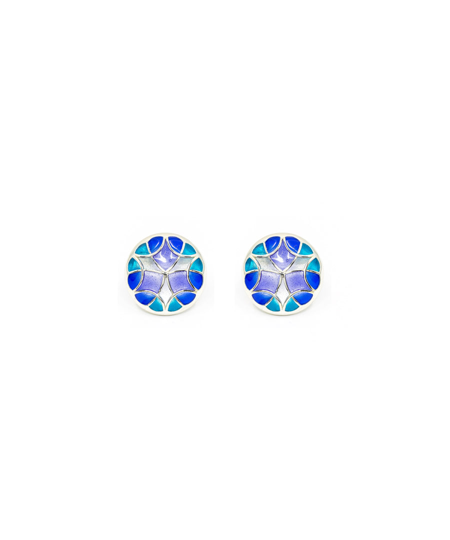 Aqua Blue Kaleidoscope Small Stud Earrings