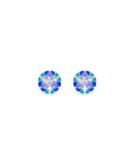 Aqua Blue Kaleidoscope Small Stud Earrings