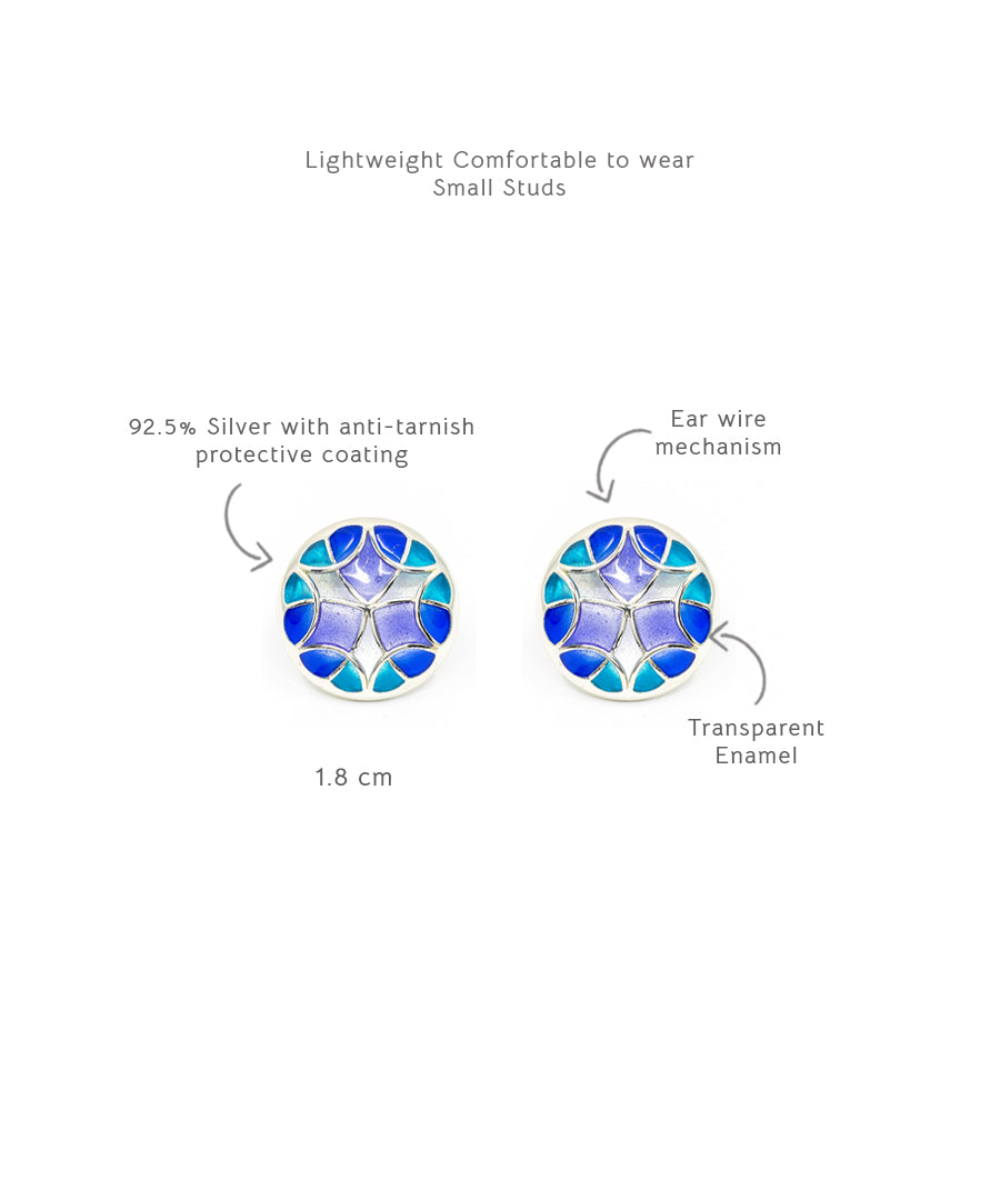 Aqua Blue Kaleidoscope Small Stud Earrings