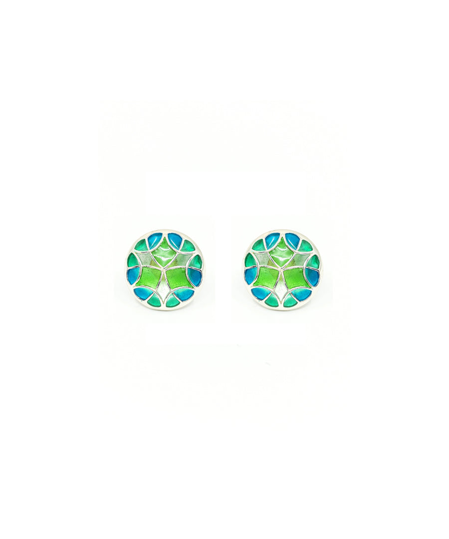 Rama Green Kaleidoscope Small Stud Earrings