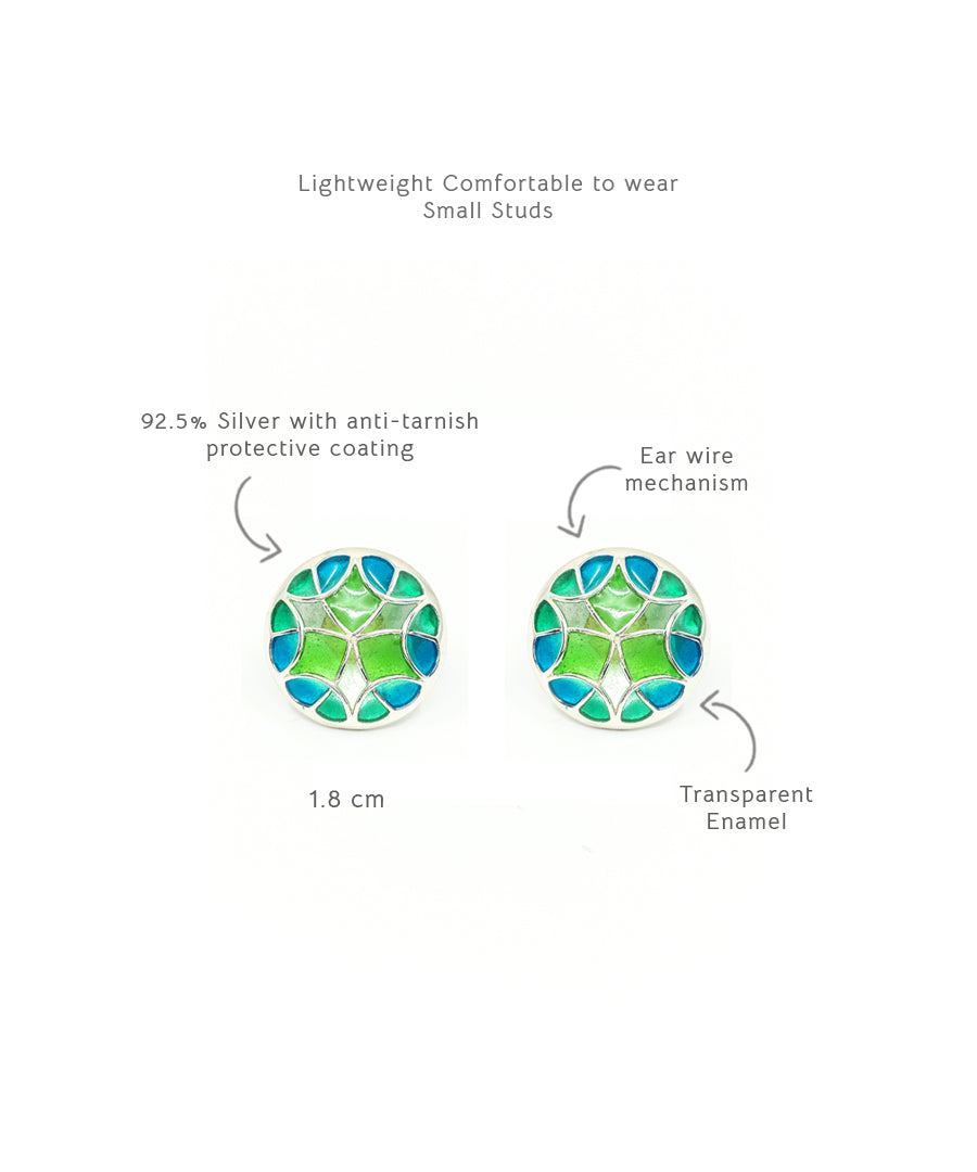Rama Green Kaleidoscope Small Stud Earrings