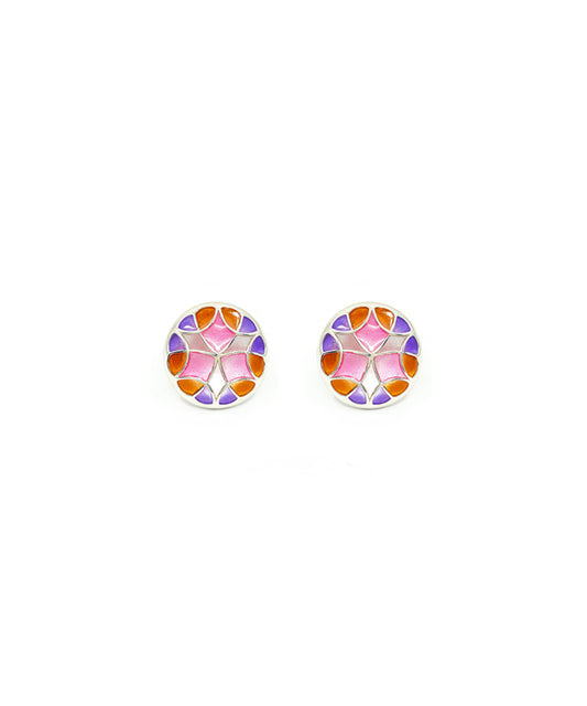 Rust Pink Kaleidoscope Small Stud Earrings