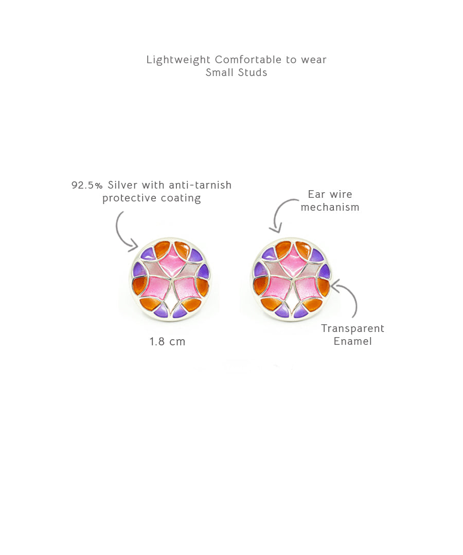 Rust Pink Kaleidoscope Small Stud Earrings