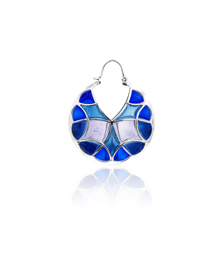 Aqua Blue Kaleidoscope Varichrome Hoop Earrings