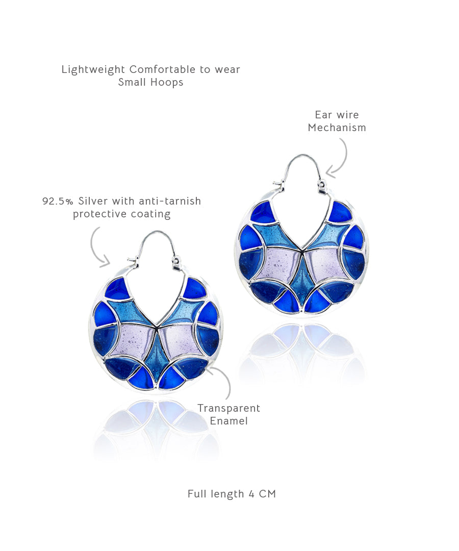 Aqua Blue Kaleidoscope Varichrome Hoop Earrings
