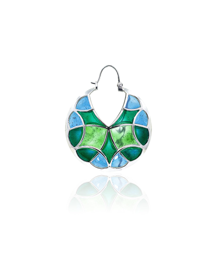 Rama Green Kaleidoscope Varichrome Hoop Earrings