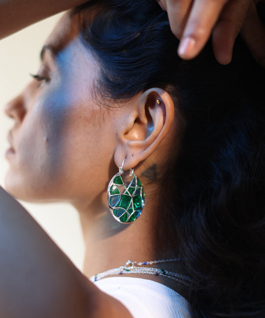 Rama Green Kaleidoscope Varichrome Hoop Earrings