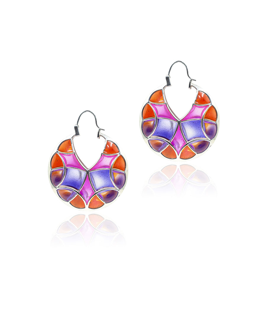 Rust Pink Kaleidoscope Varichrome Hoop Earrings