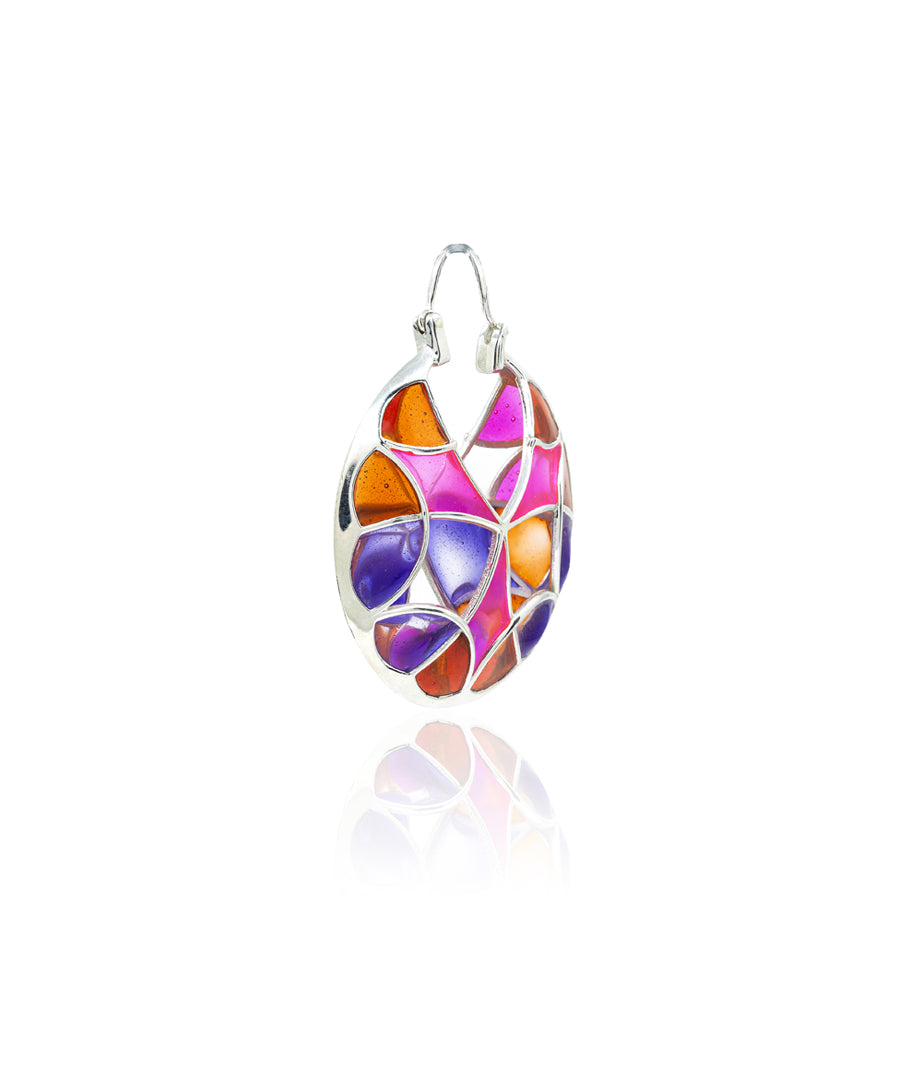 Rust Pink Kaleidoscope Varichrome Hoop Earrings