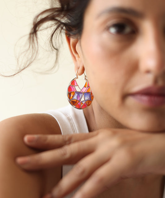 Rust Pink Kaleidoscope Varichrome Hoop Earrings