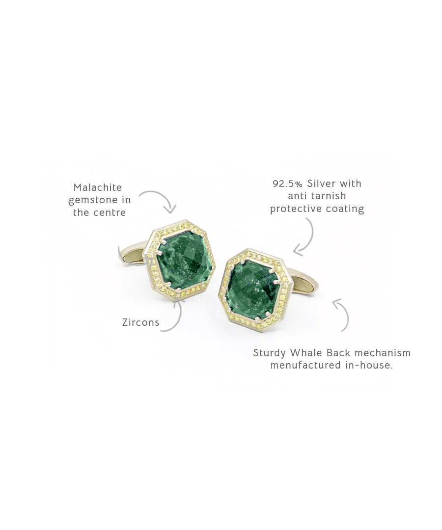 Malachite Tessesre Cufflinks