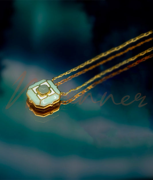 Green enameled gemstone office wear necklace by manner india.