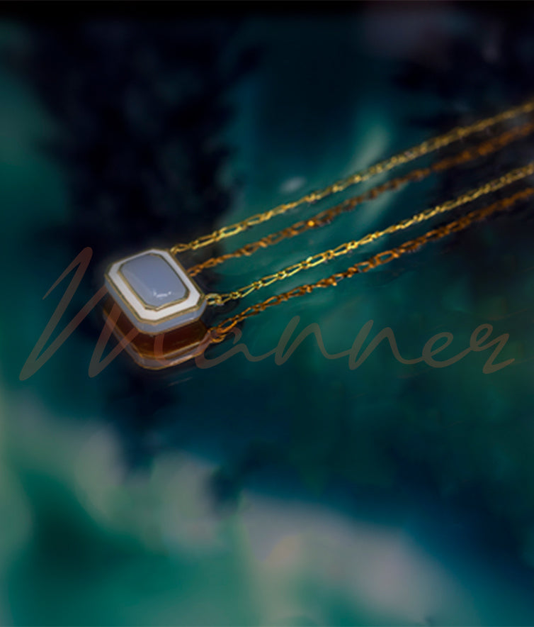 Ripple blue latest rectangle shaped pendant necklace from tranquil collection.