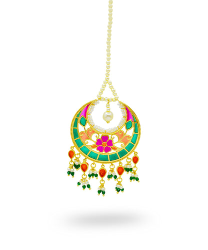 Multi Feroza Phulkari Pearl Mangtika