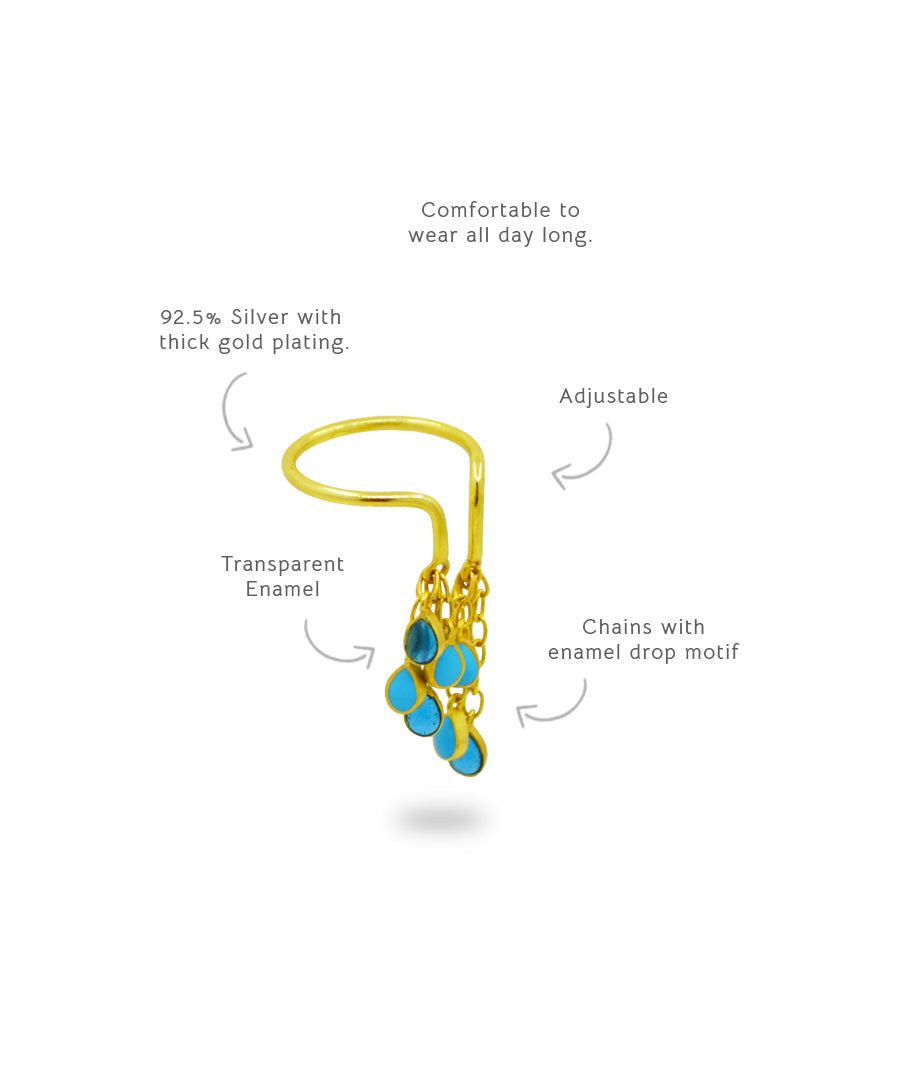 Feroza Bani Drop Ring with Feroza Rajwada Kurta Buttons - Gift Box For Him and Her - Sterling Silver