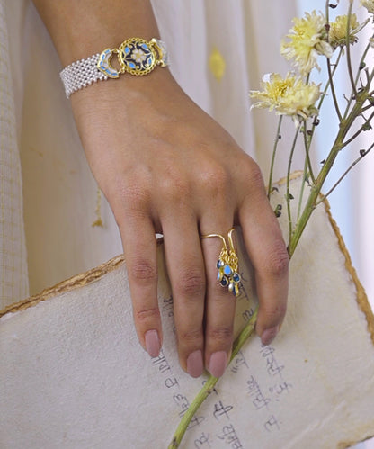 Blue Feroza Baani Drop Ring