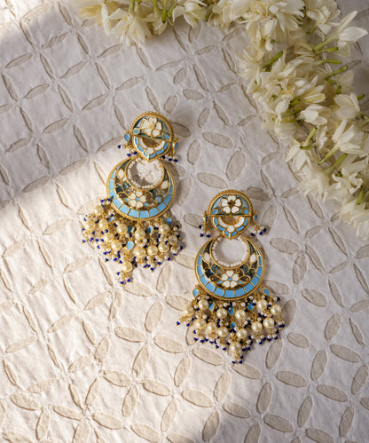 Blue Feroza Chandbali Earrings