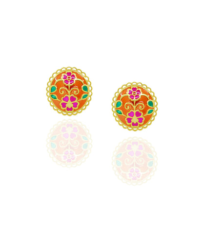 Multi Feroza Phulkari Keerat Stud Earrings