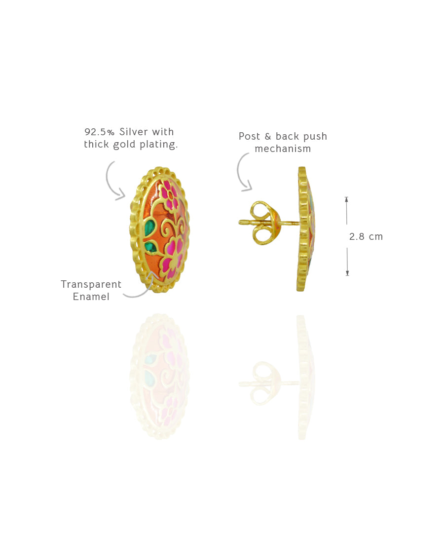Multi Feroza Phulkari Keerat Stud Earrings