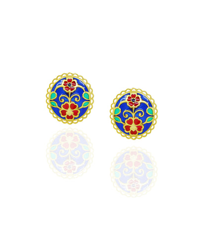 Navy Feroza Keerat Stud Earrings