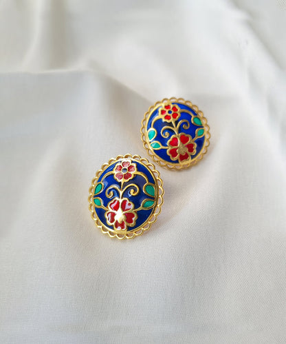 Navy Feroza Keerat Stud Earrings