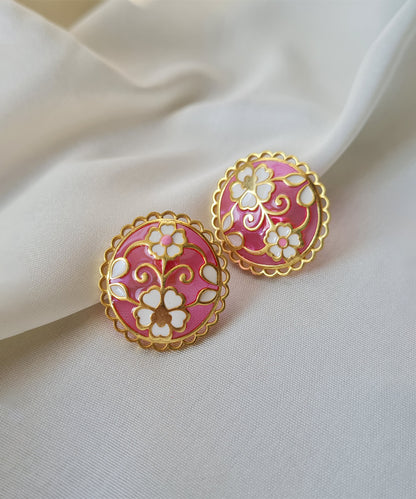 Pink Feroza Keerat Gulaabi Stud Earrings