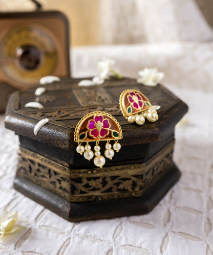 Multi Feroza Meher Chand Phulkari Stud Earrings